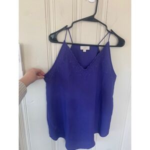 Loft Outlet Womens Purple Scalloped Embroidered V-Neck‎ Cami Tank Top Size M